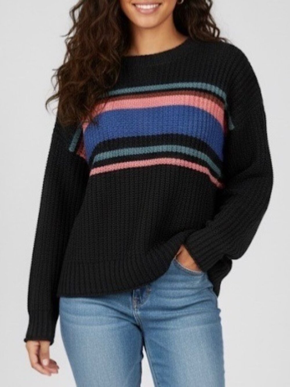 American Eagle Outfitters Relaxed Fit Striped Crew Neck Relaxed Knit Sweater XS